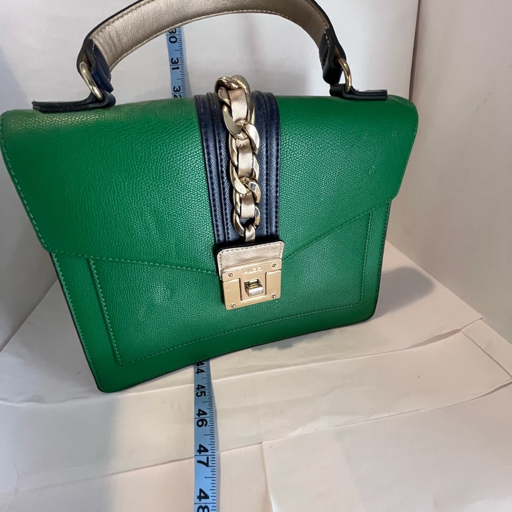 Aldo Green Satchel with Black Trim and Gold Hardware